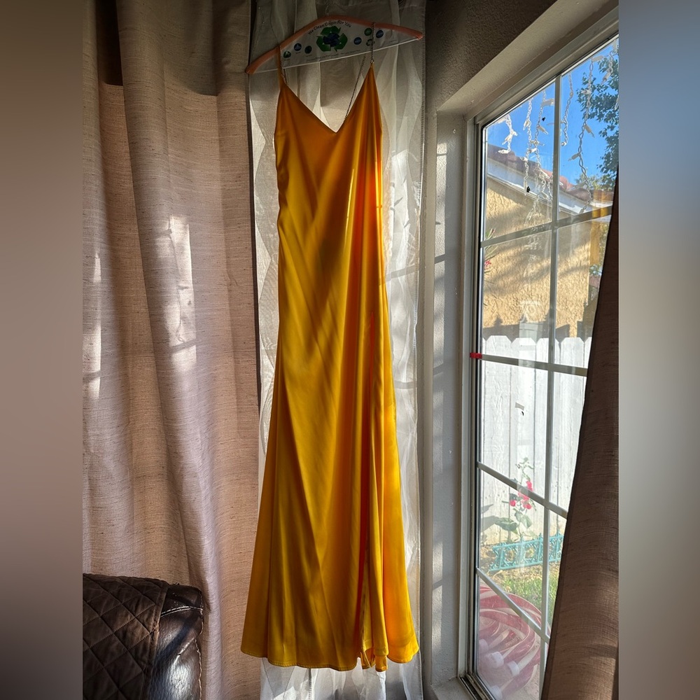 Forever 21 Vibrant Mustard Yellow Satin Dress Size Medium